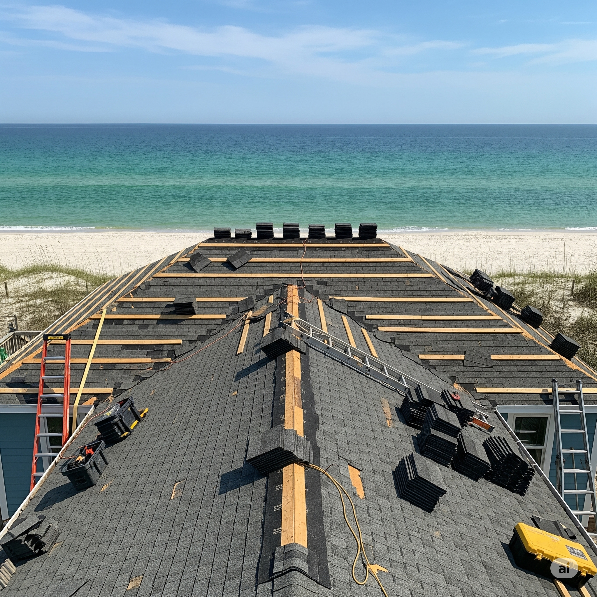 Residential roof replacement in Pensacola Beach